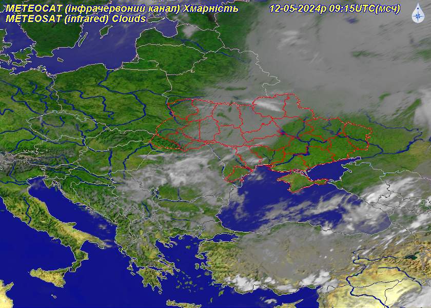 Облачность в Украине и Европе, 25.04.2024г.